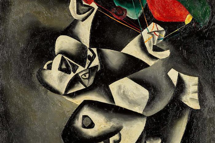 Олег Целков "Мальчик с воздушными шарами", холст, масло, 1957 г.