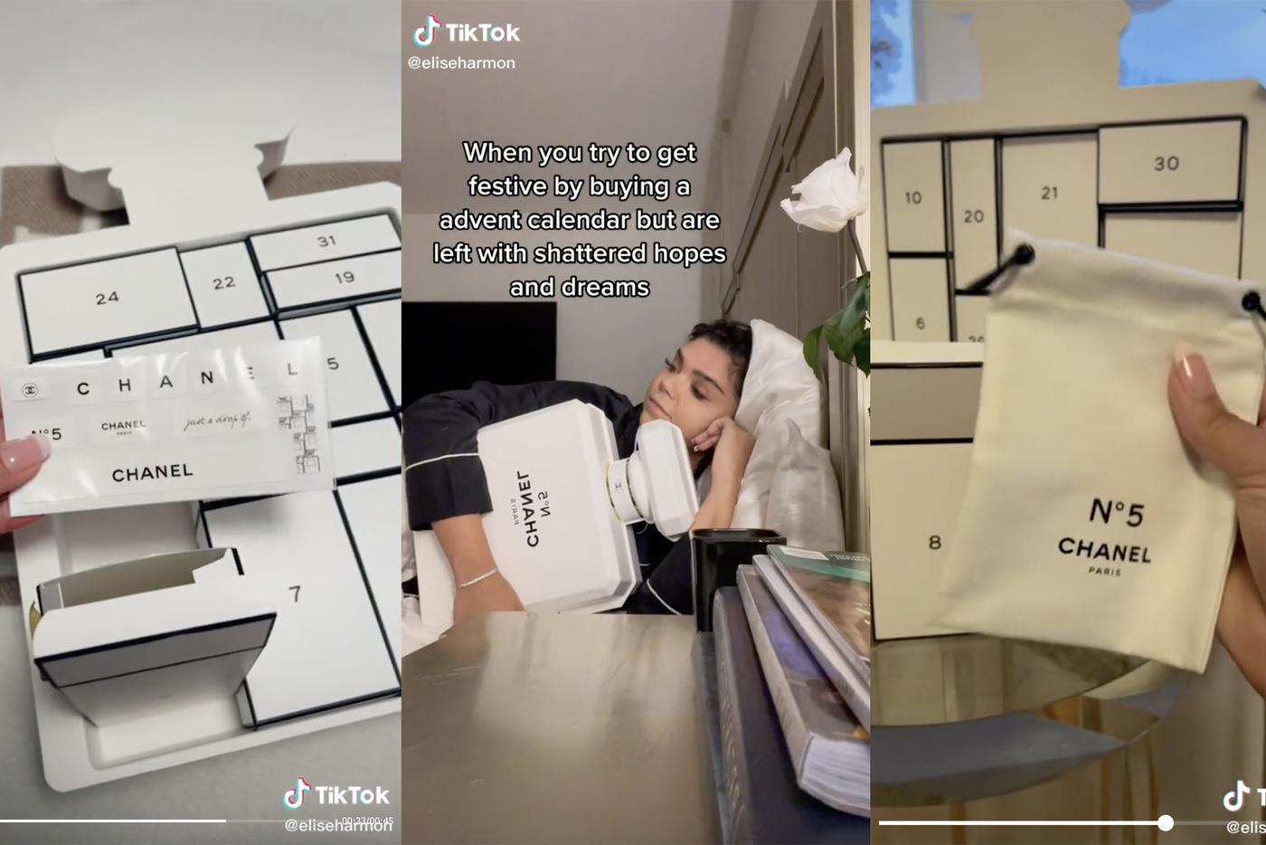 Элиза показывает подписчикам содержимое адвент-календаря Chanel.