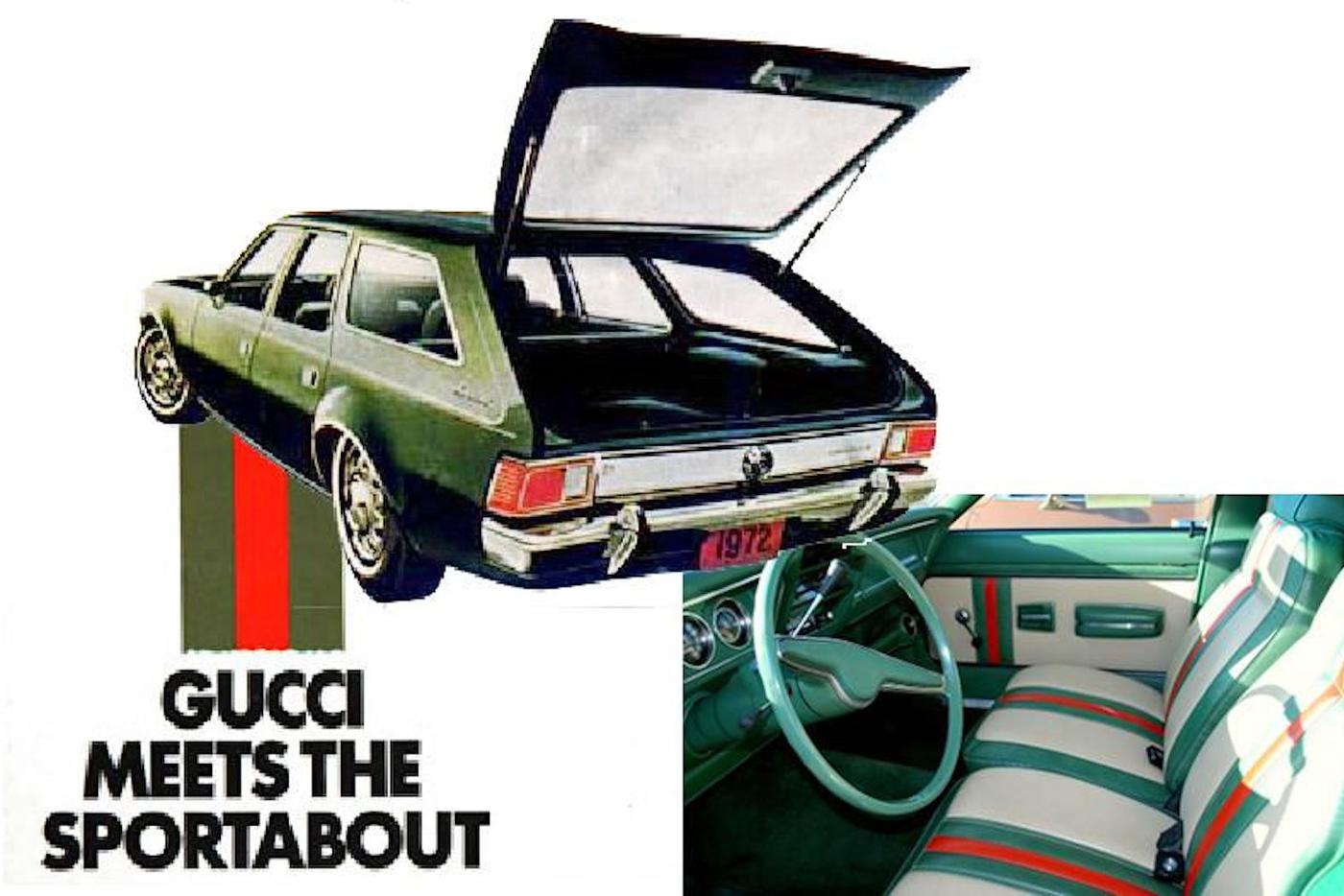 Автомобиль AMC Hornet, дополненный элементами стиля Gucci.