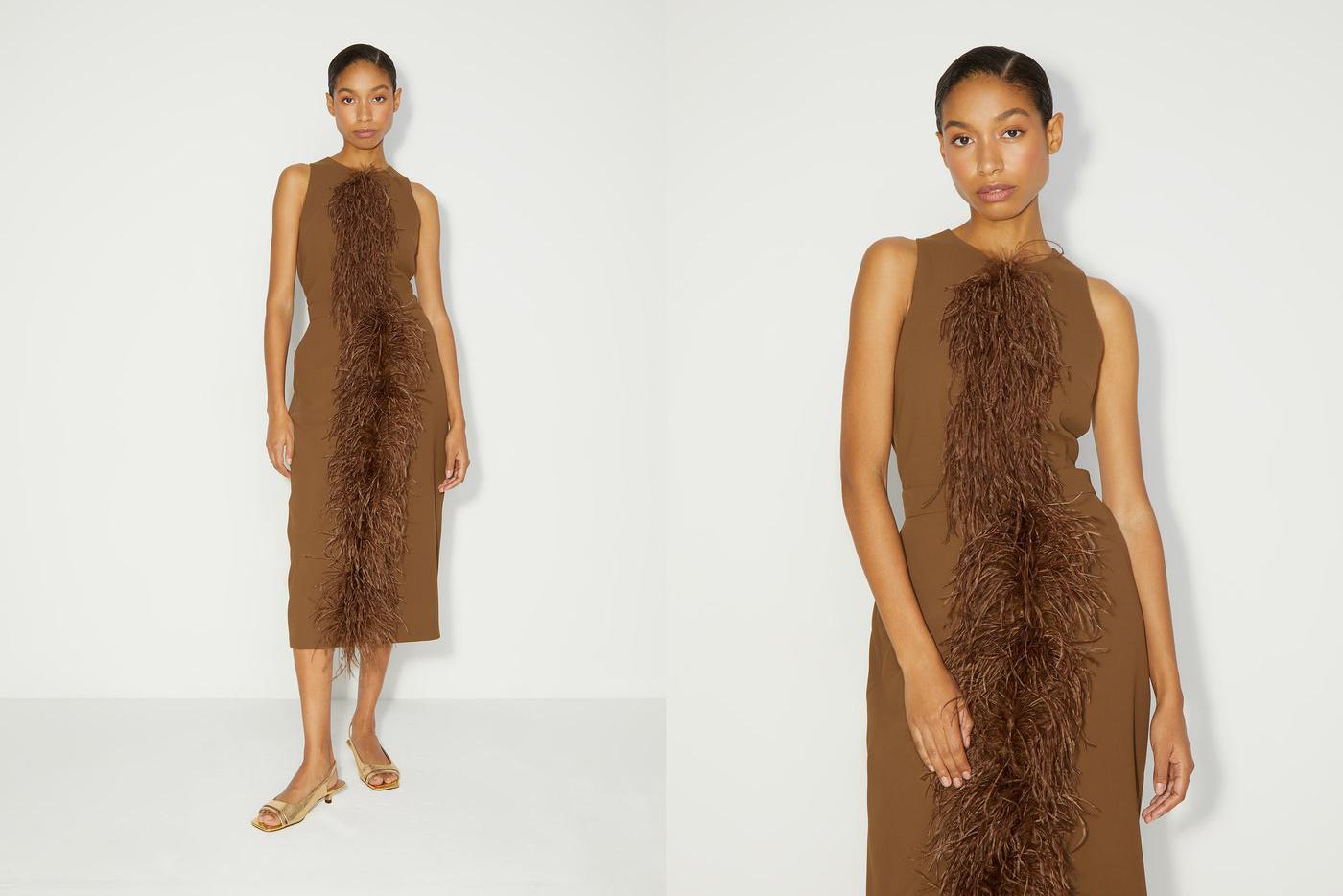 Юбка и топ с отделкой перьями страуса 12storeez.