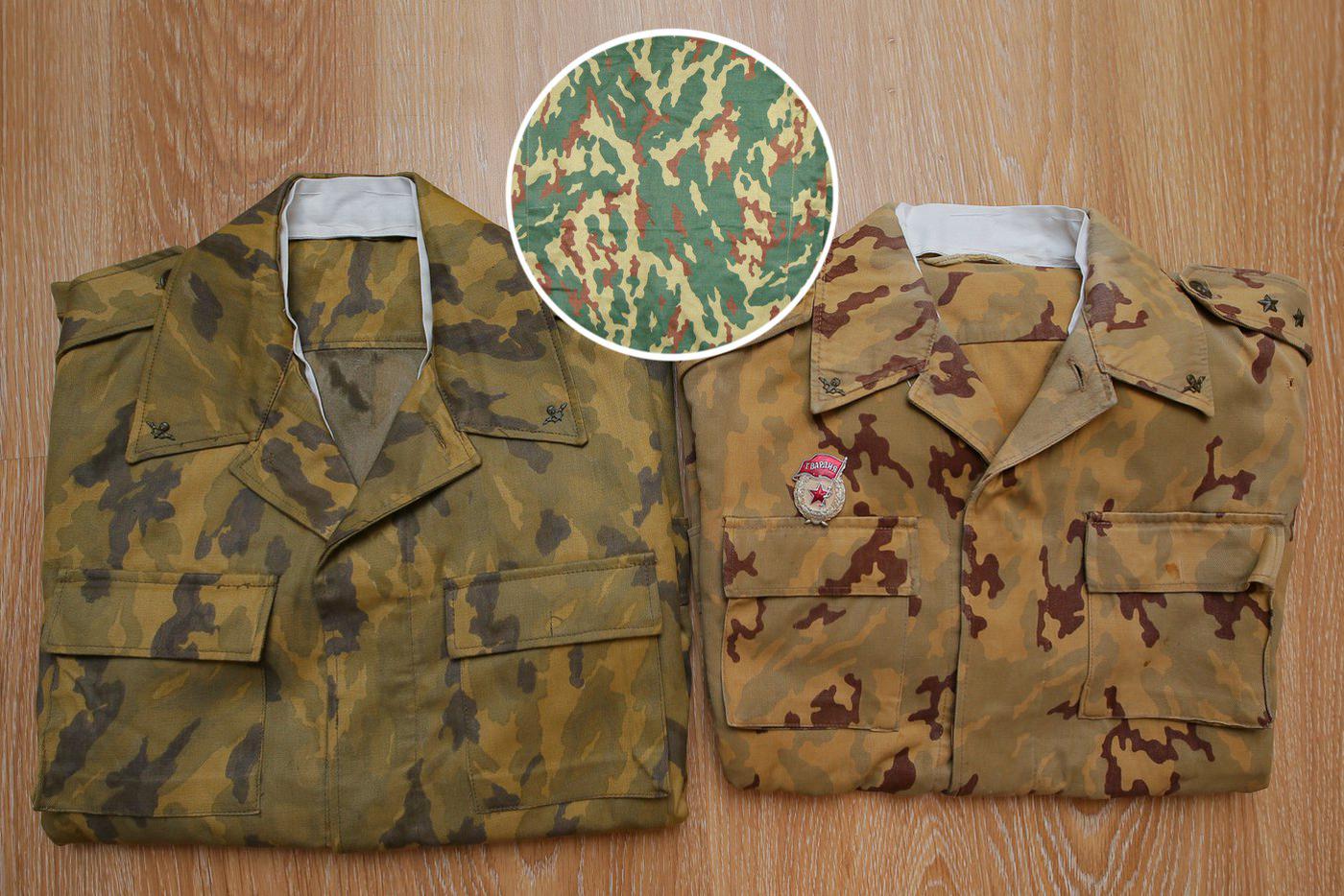 Горнопустынный костюмы 1988 и 1990 годов. От серийной модели, которая показана в кружке, они отличаются расцветкой.