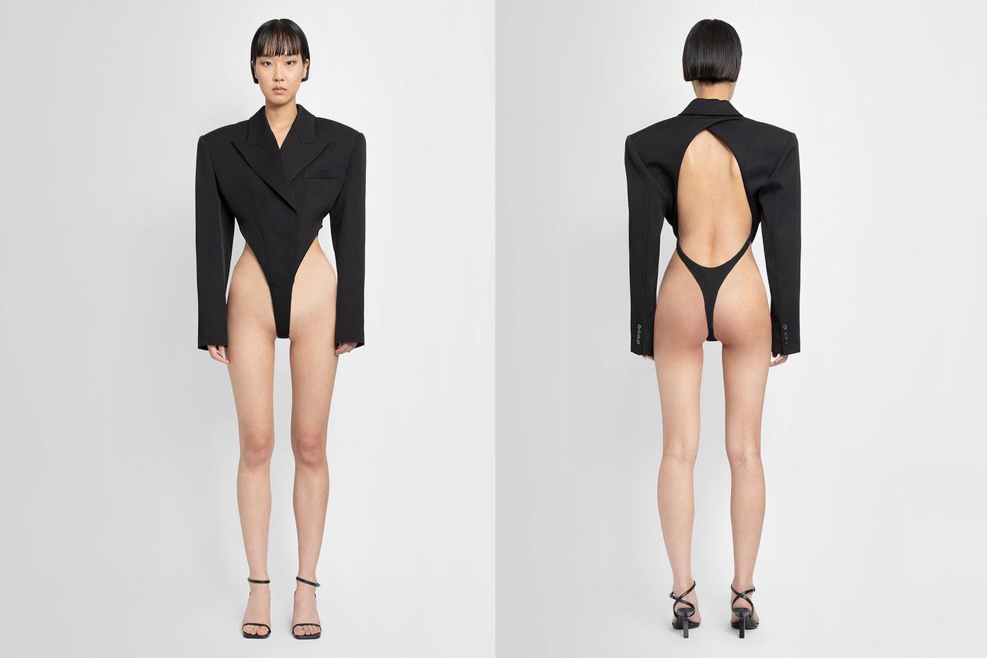 Шерстяной боди-блейзер Mugler.