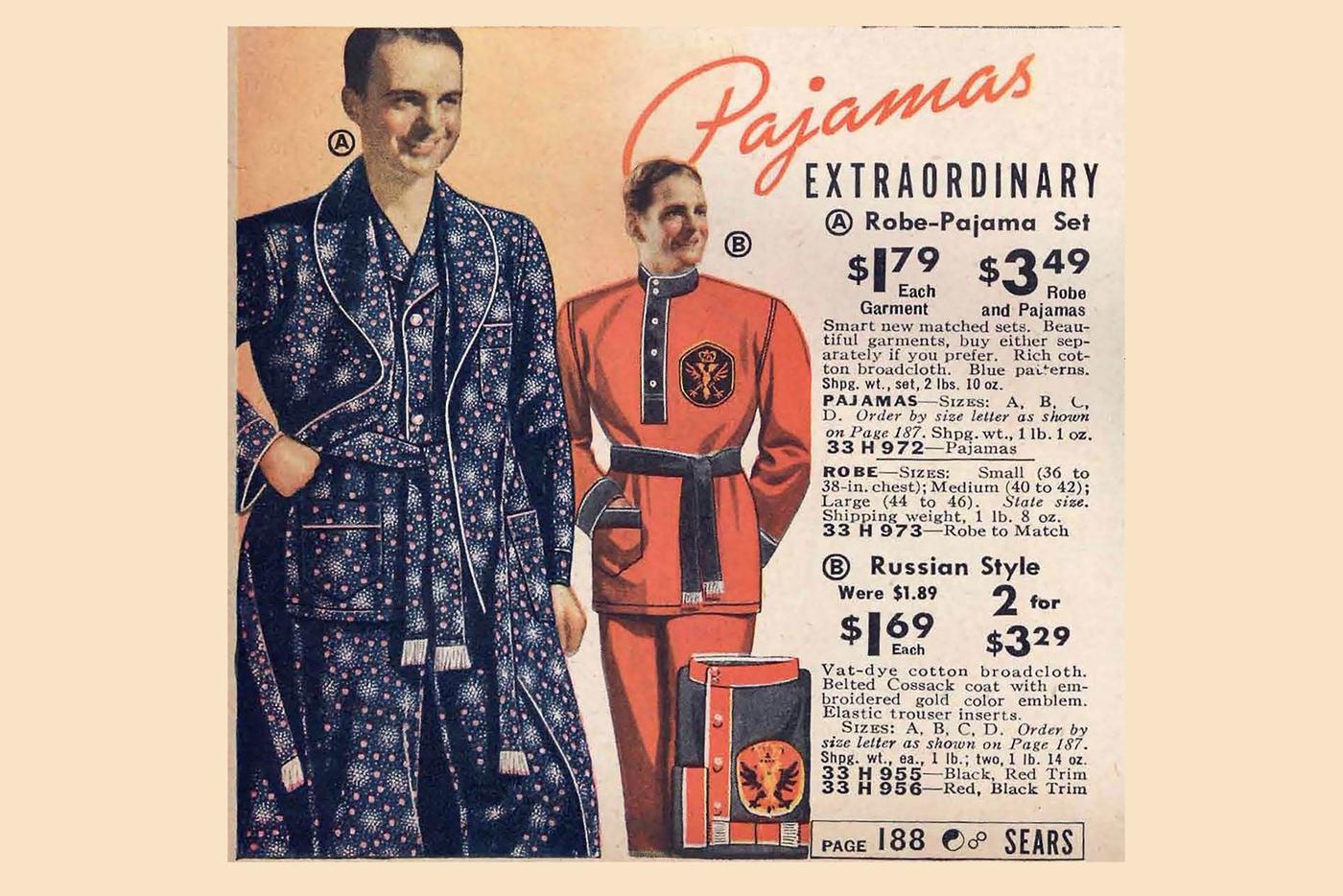 Скриншот из каталога Sears 1930-х годов. Модель справа – "пижама в русском стиле".