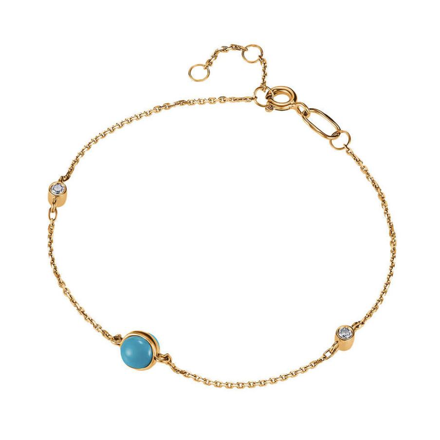 Браслет золотой с бирюзой и фианитами "Адамас".