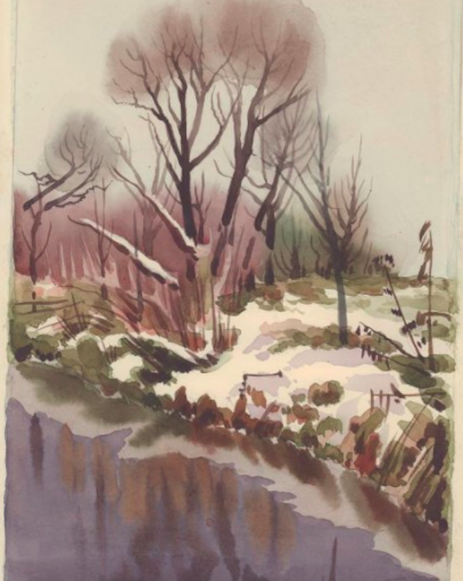 Этюд Октябрь в Подмосковье. Автор: Балашова Г. А. 1971 г. Из фондов московского Музея космонавтики.