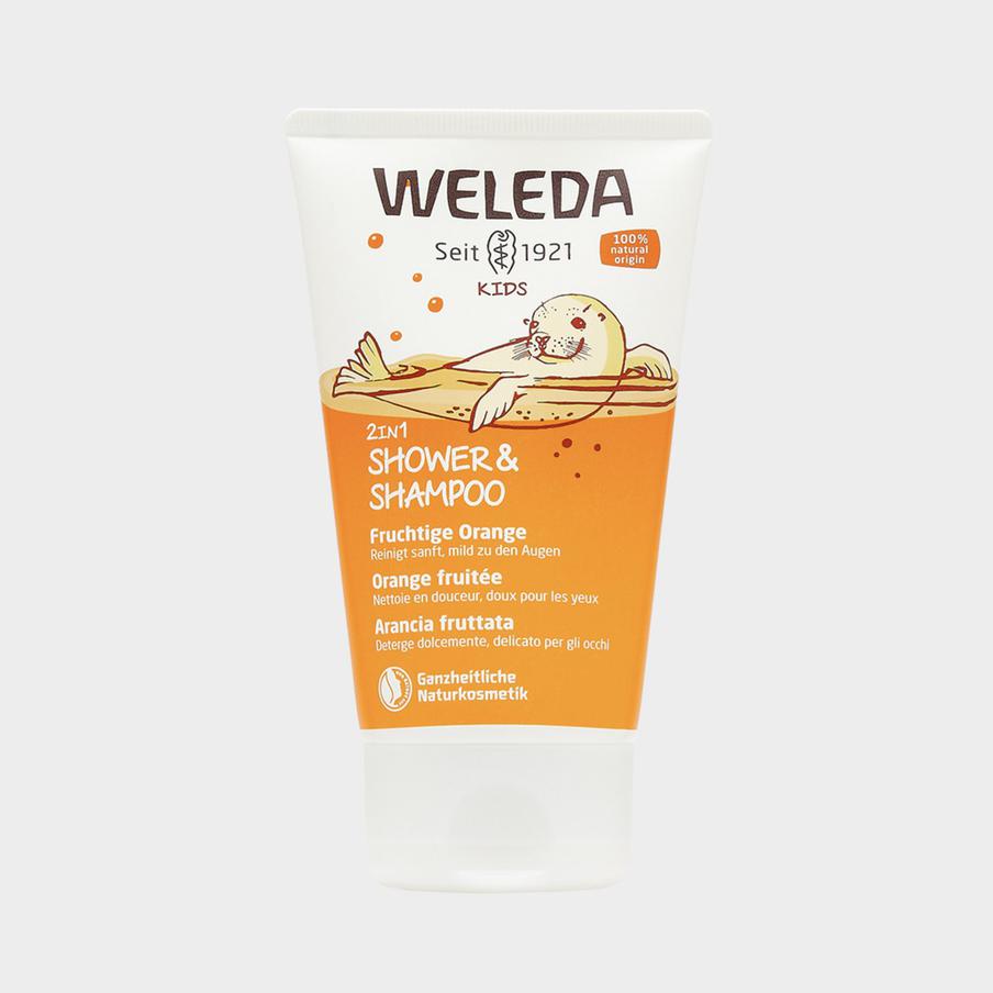 Детский  шампунь-гель для волос и тела  Weleda Kids 2in1 Shampoo & Body Wash Happy Orange (704 – 783 руб.)