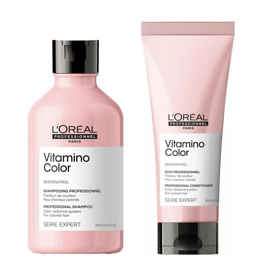 Шампунь и кондиционер для окрашенных волос L'oreal Professionnel Serie Expert Vitamino Color.