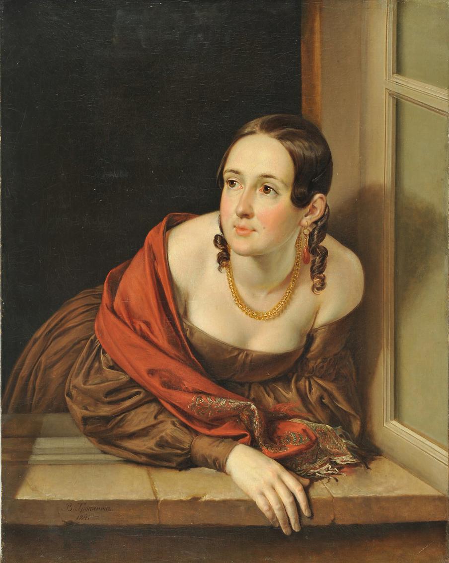 Женщина в окне (Казначейша). 1841. Собрание Государственного Русского музея.