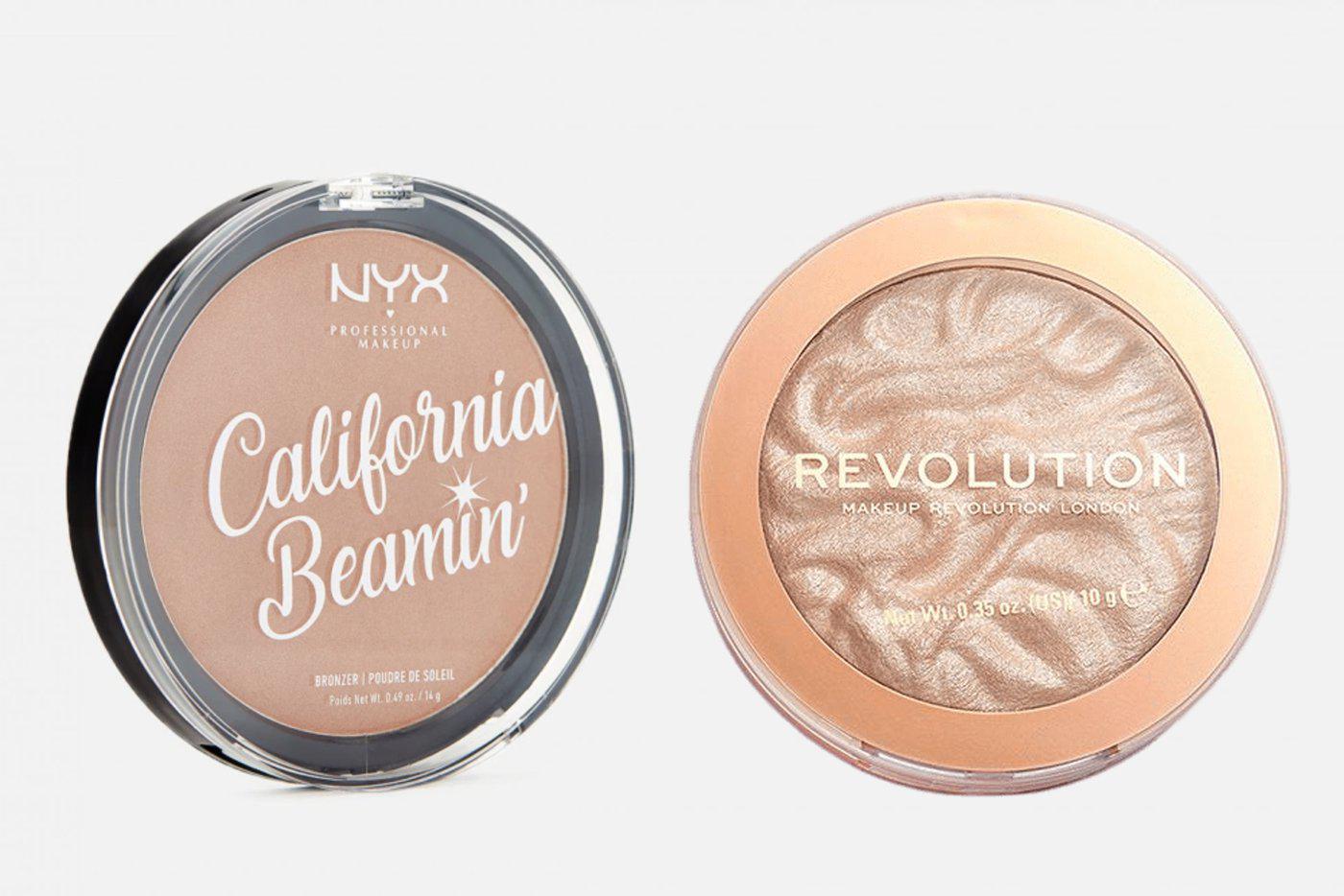 Бронзер NYX Professional Makeup California Beamin' Face & Body Bronzer (875–1250 руб.) / Хайлайтер для лица Revolution Reloaded (499 руб.)
