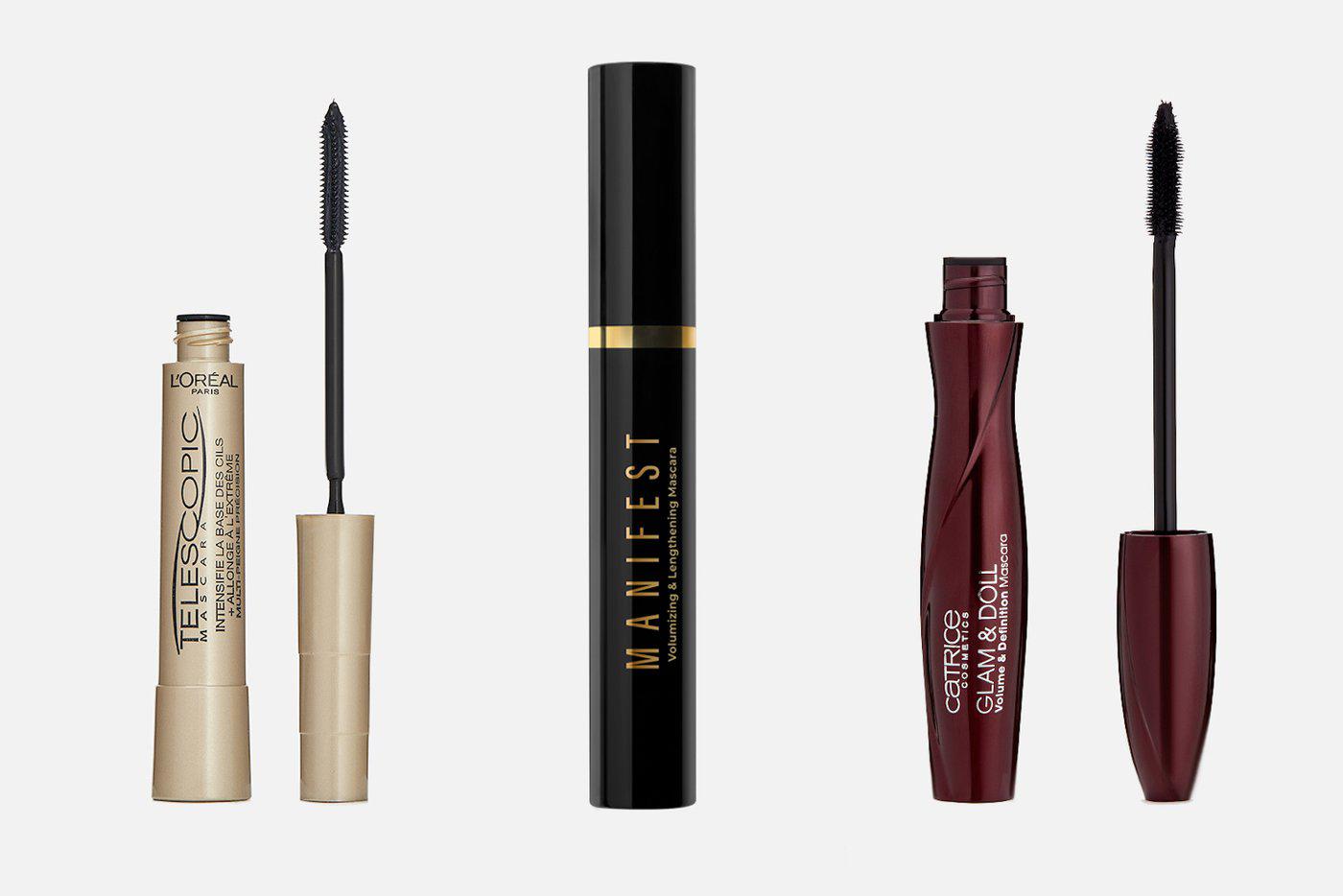 Тушь L'Oreal Paris Telescopic (599–818 руб.) / Тушь с эффектом объёма и удлинения L'AVANT Laboratory  Manifest (550 руб.) / Тушь Catrice Glam & Doll Volume & Definition Mascara (418–465 руб.)
