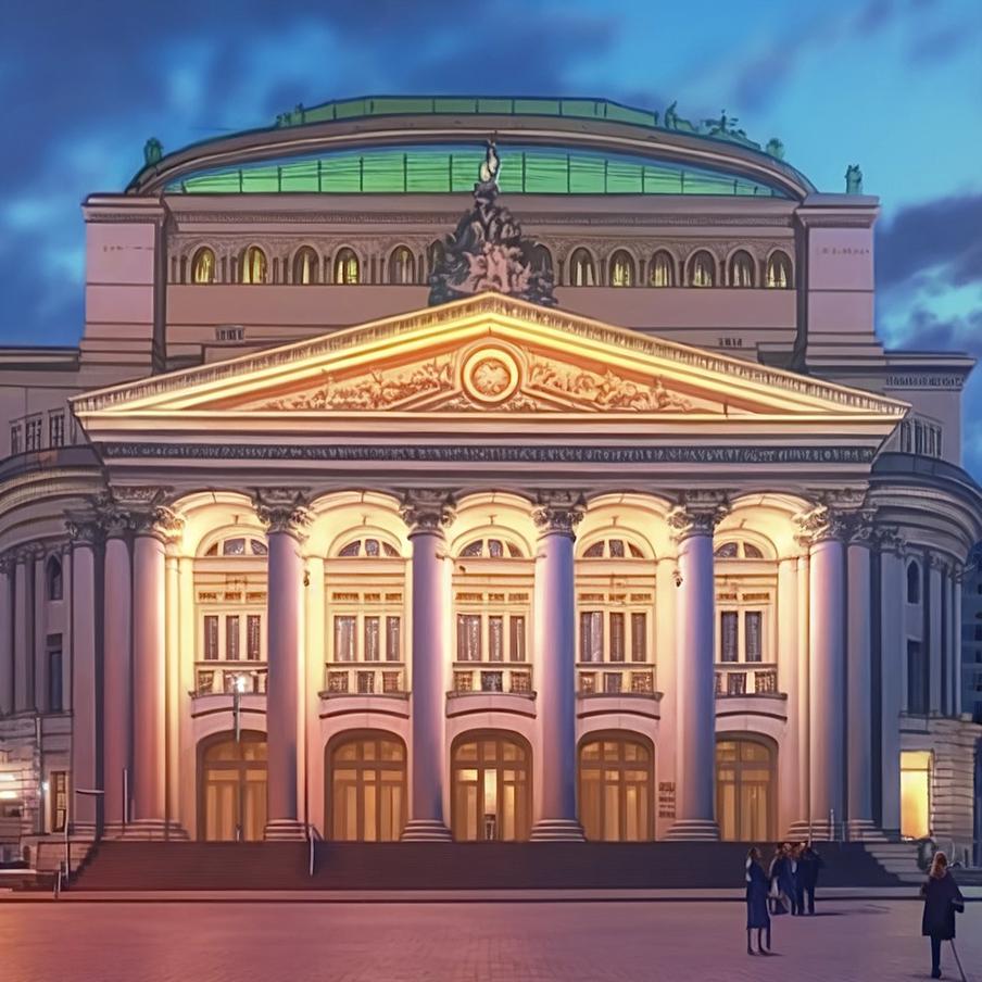 Большой театр, несмотря на старания нейросети, узнаётся с первого взгляда.