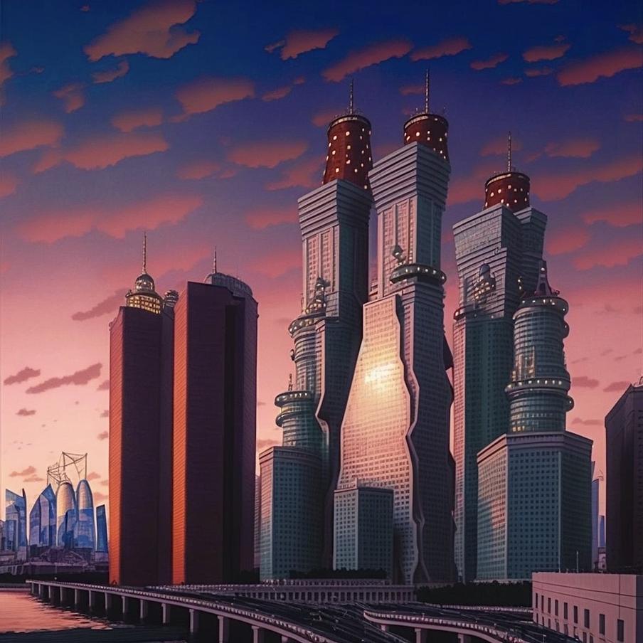 Башни "Москвы-Сити" стали похожи на дома-грибы из мультфильмов Миядзаки.