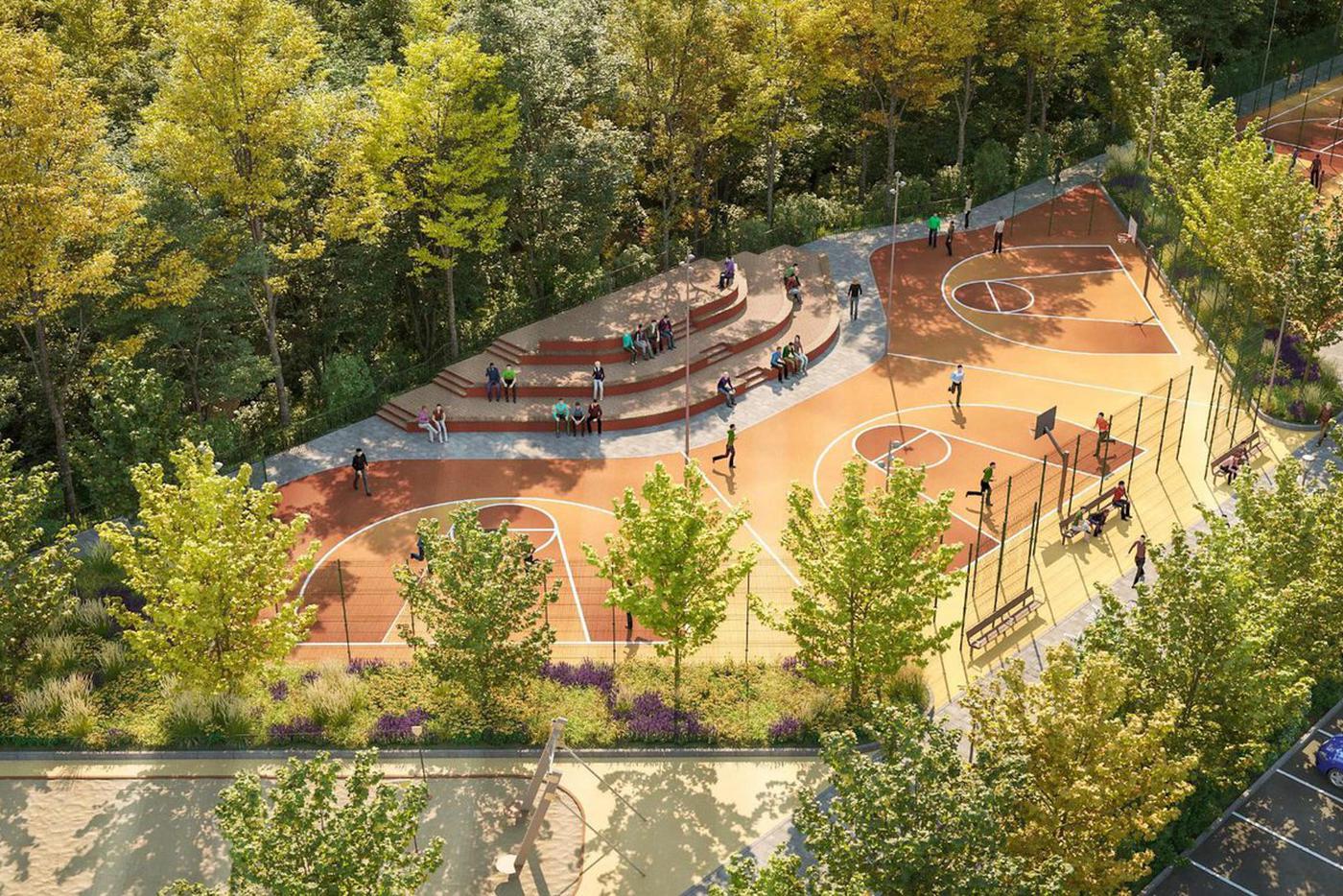 Будет много спортивных площадок.