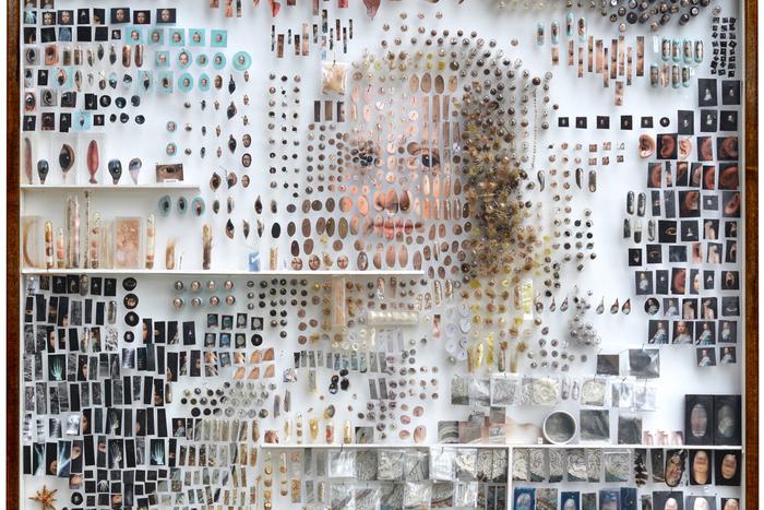 Художник Майкл Мейпс создает необычные картины. Он собирает их из фотографий, тканей, человеческих волос и сухих цветов