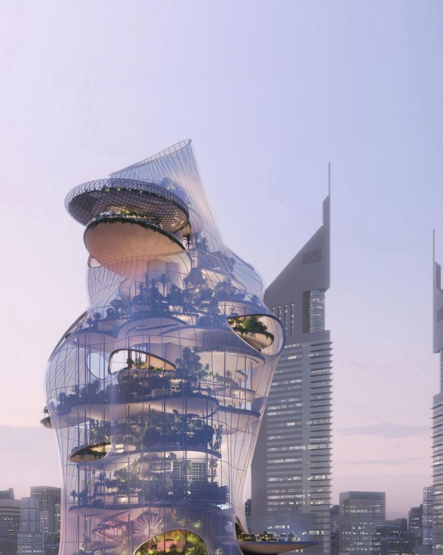 Вертикальная архитектура сводит к минимуму площадь строения, одновременно уменьшая воздействие на окружающую среду