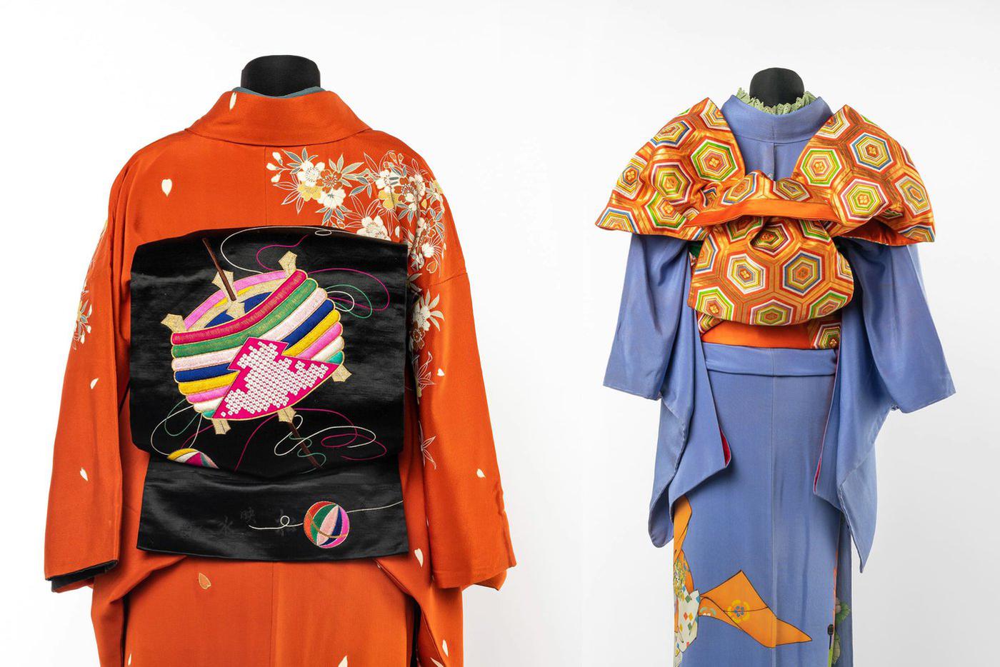 Кимоно, созданные под влиянием абстрактной живописи, отражают влияние на японскую одежду западноевропейского искусства.
