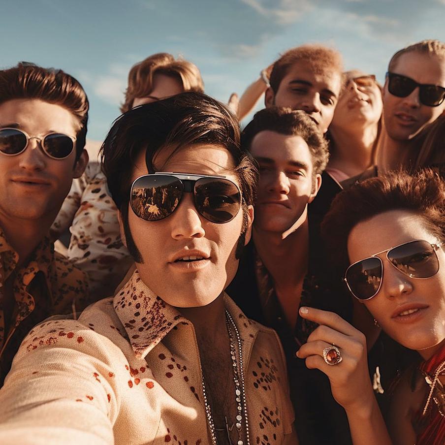 Элвис Пресли с друзьями.