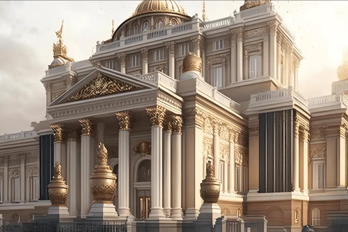 Букингемский дворец в византийском стиле. В реальности его стиль – неоклассицизм.