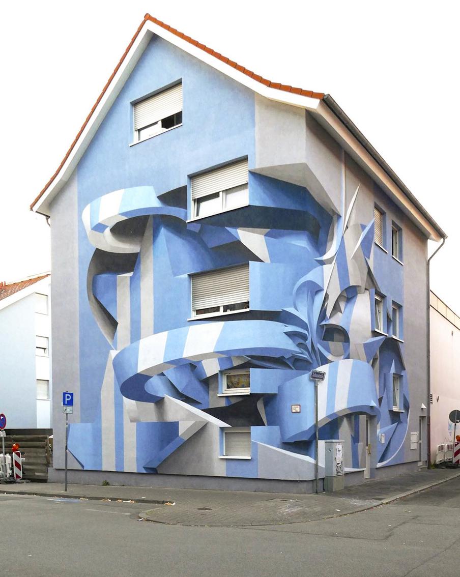 Иллюзия беспрерывного движения структуры. Автор мурала Мануэль Ди Рита (Peeta)