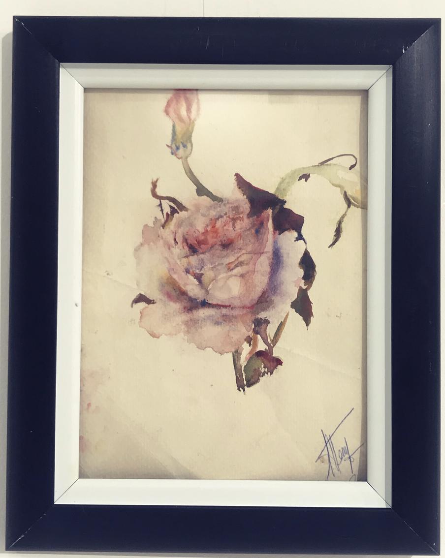 Акварельная работа Людмилы Петрушевской на выставке в Доме творчества в Переделкино.