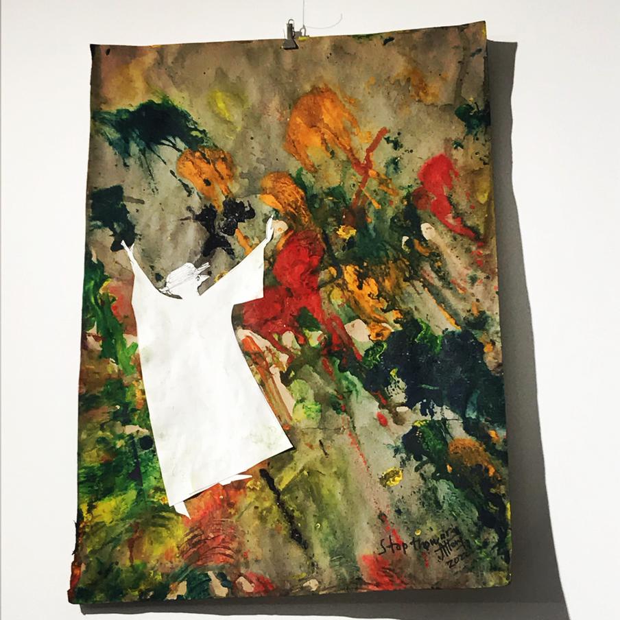 Коллаж Людмилы Петрушевской на выствке в Доме творчества в Переделкино.