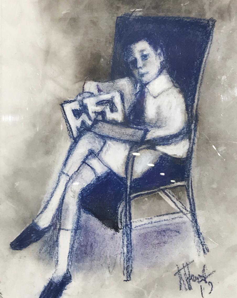 Картина пастелью Людмилы Петрушевской на выставке в Доме творчества в Переделкино.