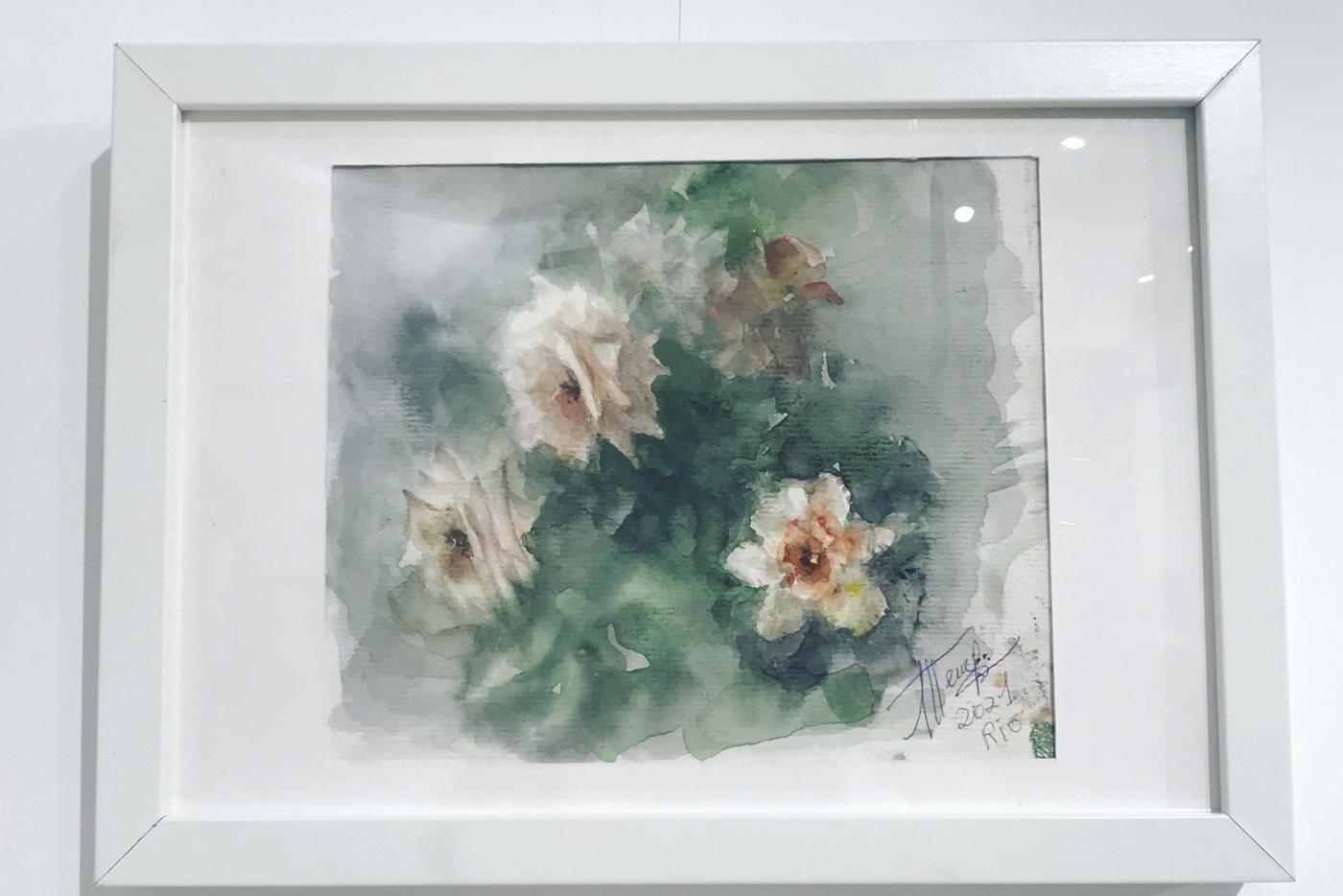 Акварельная работа Людмилы Петрушевской на выставке в Доме творчества в Переделкино.