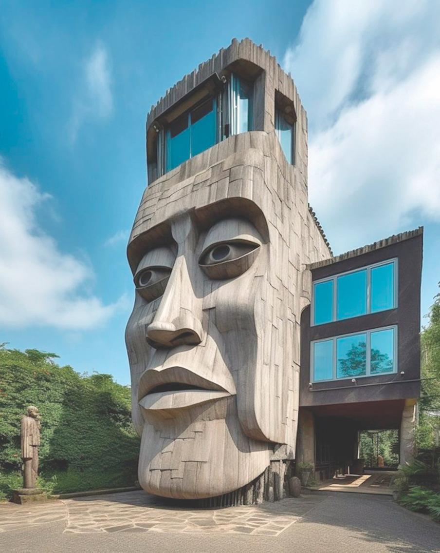 Если бы дома украшали статуями с острова Пасхи: архитектор из Чили с помощью ИИ показал, что бы из этого вышло