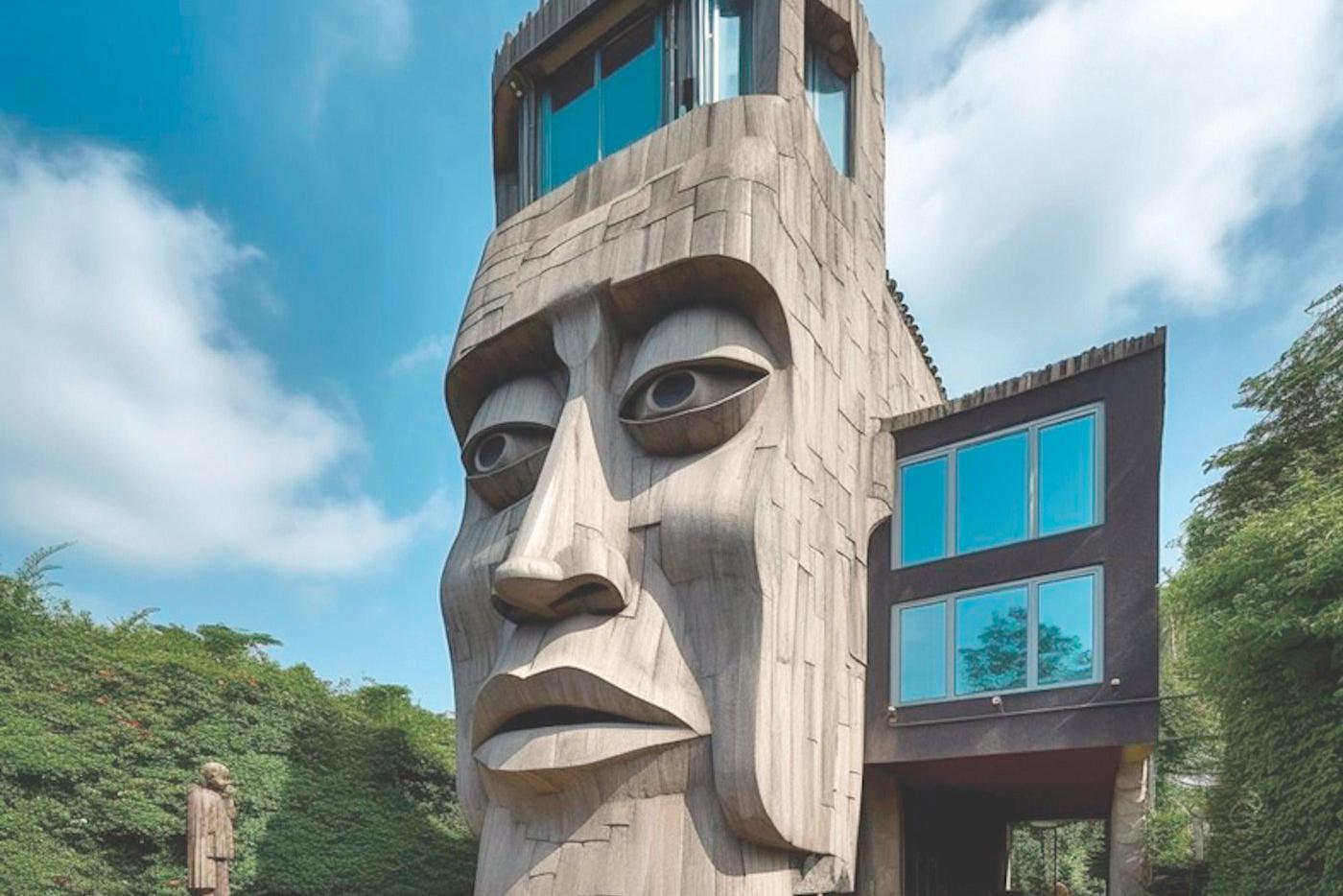 Если бы дома украшали статуями с острова Пасхи: архитектор из Чили с помощью ИИ показал, что бы из этого вышло