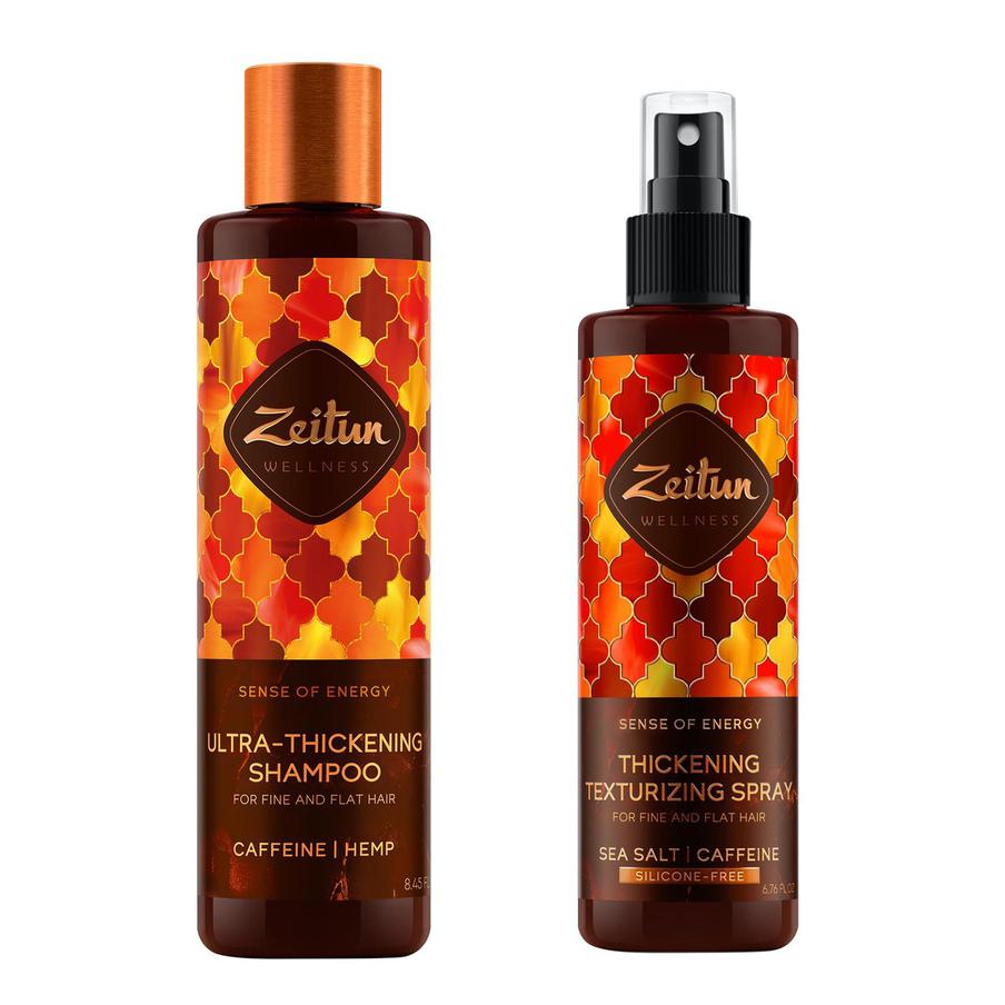 Шампунь и спрей-кондиционер для объёма тонких волос Zeitun Sense of Energy (881 руб.)