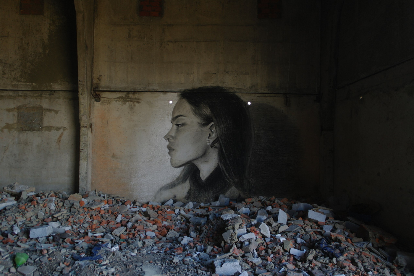 Портрет, написанный углём и мелом.