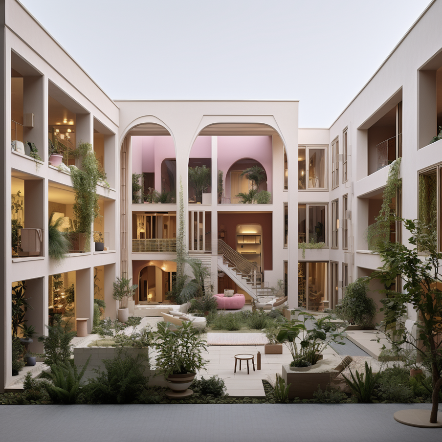 Cameo Moscow Villas в Тверском районе нейросеть почти не изменила – разве что стены подкрасила в розовый.