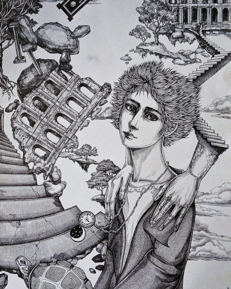 Мария Эрнст, "Аллегория времени", шариковая ручка, 2015э