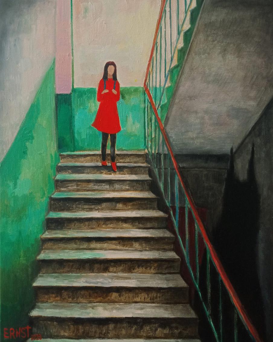 Мария Эрнст, "Наружу", масло, 2023.