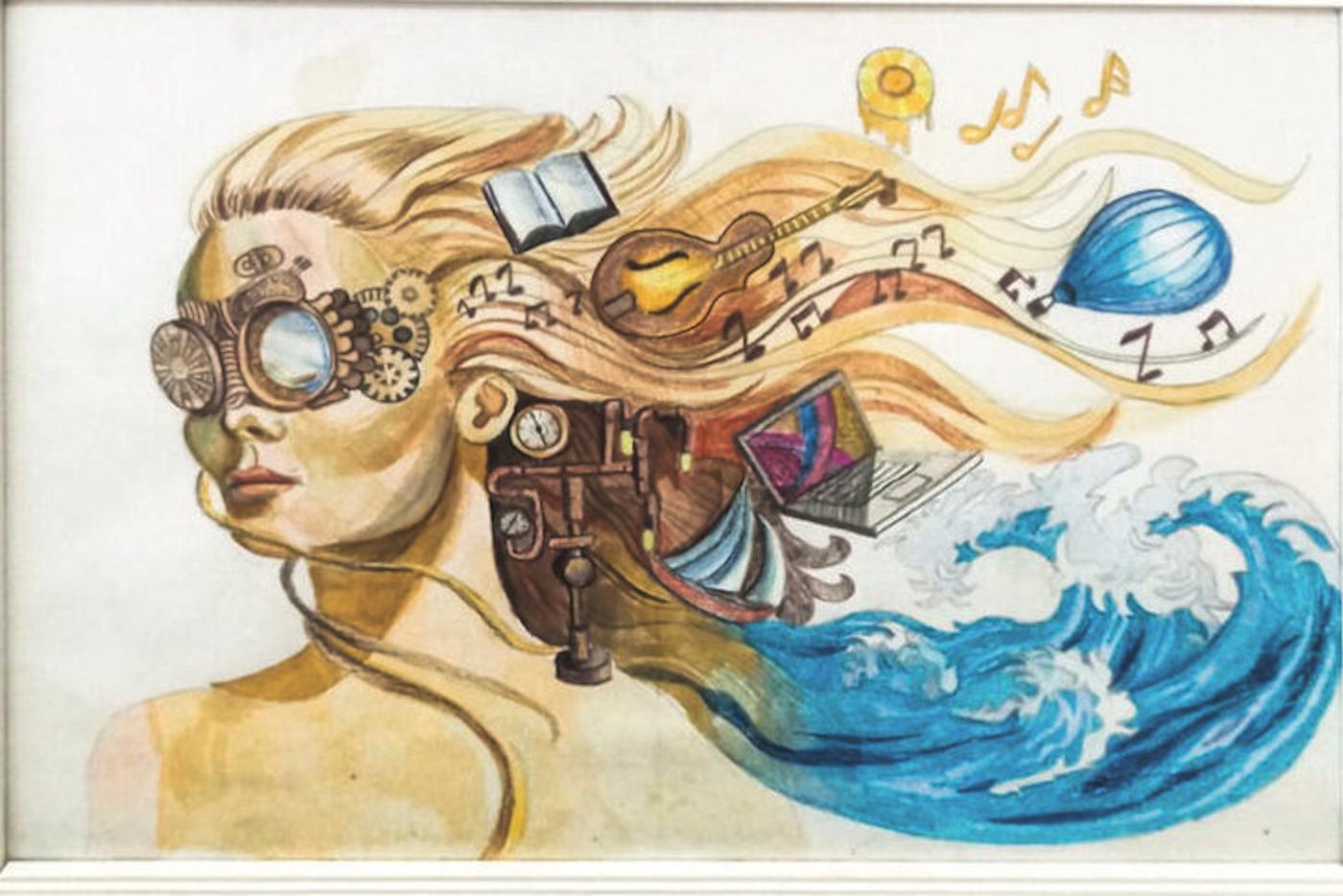 Лариса Глушакова, "Творческая фабрика", акварельные карандаши, 2020.