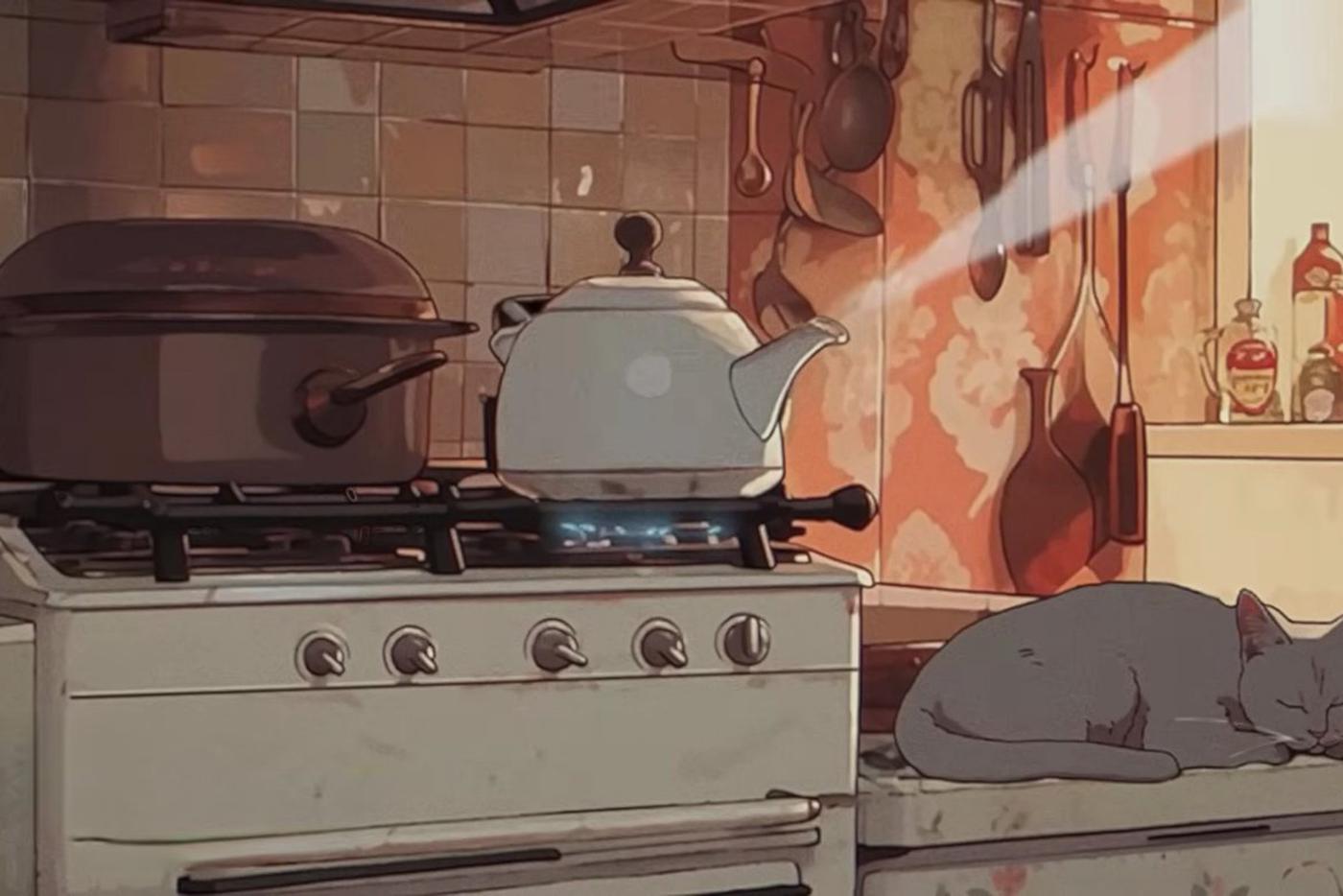 Старая плита, скороварка, чайник со свистком, квадратная плитка, ложки на стене, фикус на подоконнике и спящий на кухне кот – атрибуты счастливого детства.