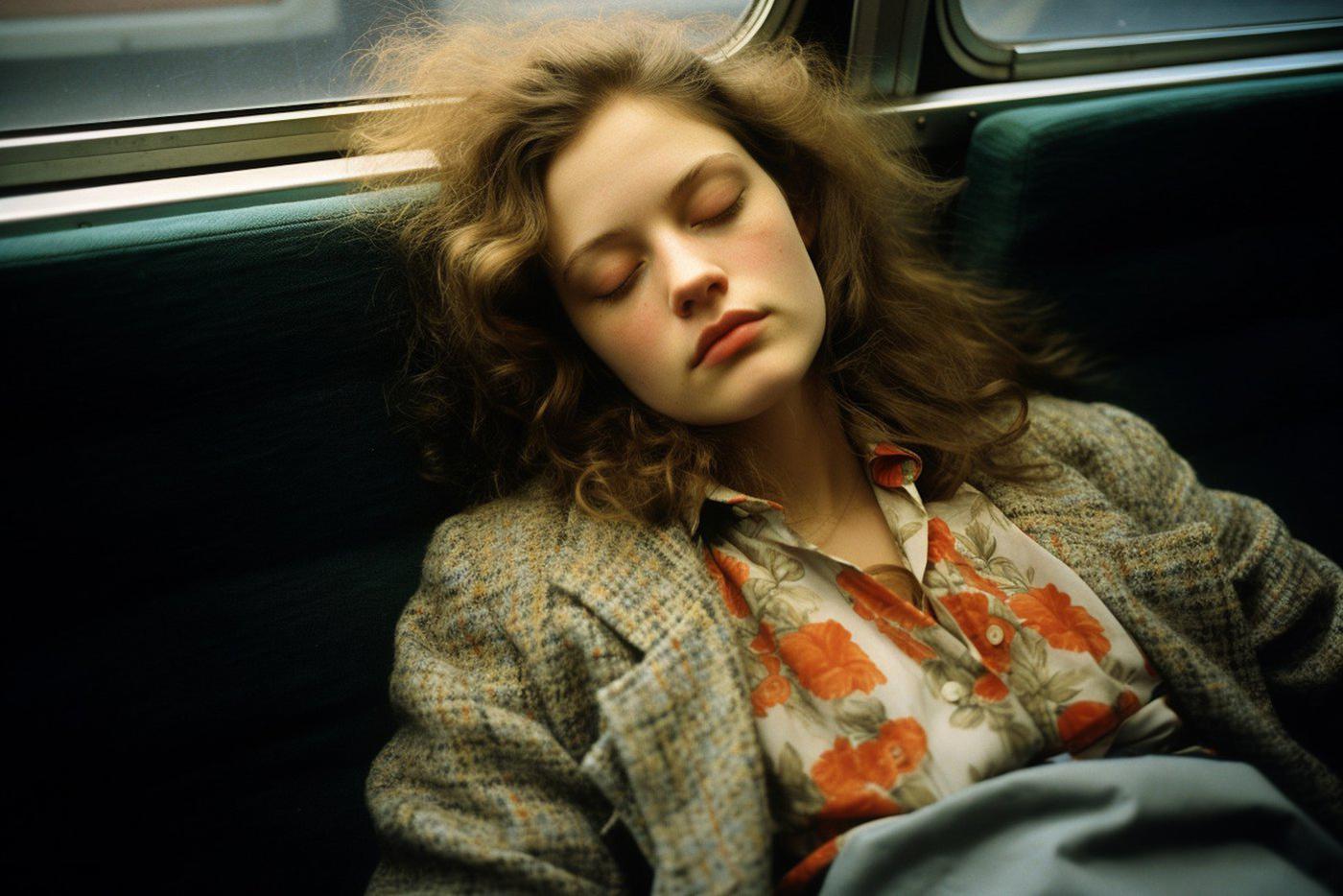 Уставшие в электричке едем домой. Скоро в школу.