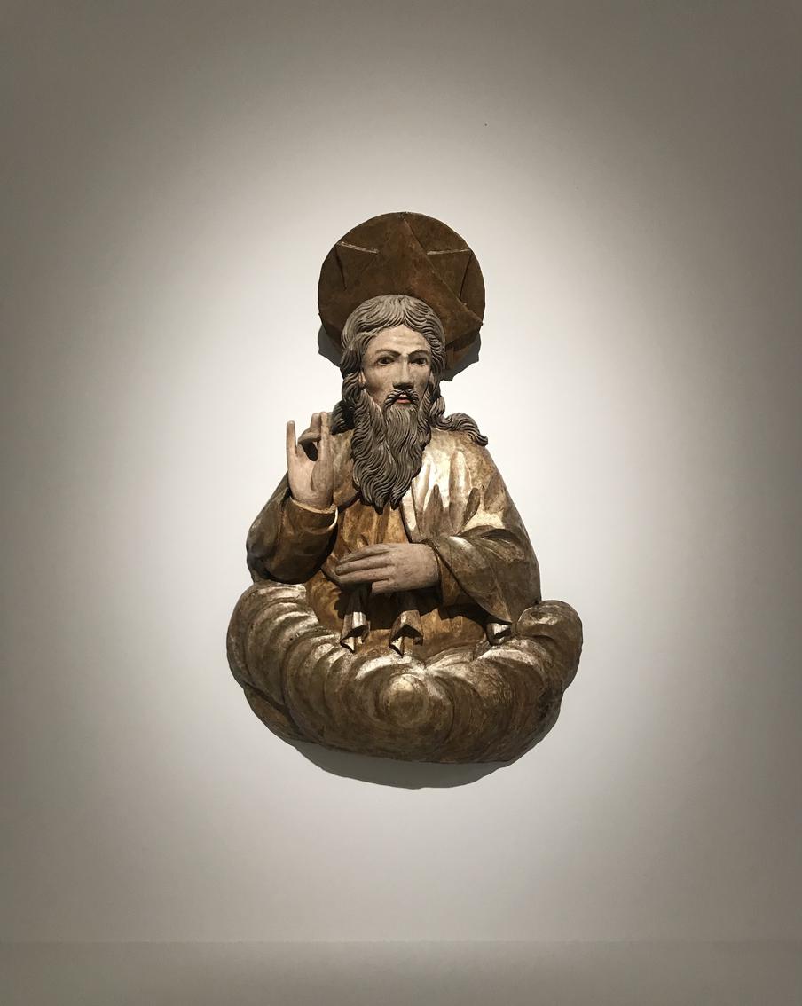 Благословляющий Саваоф на облаках. XVIII век. Дерево, резьба, левкас, темпера, позолота, серебрение.