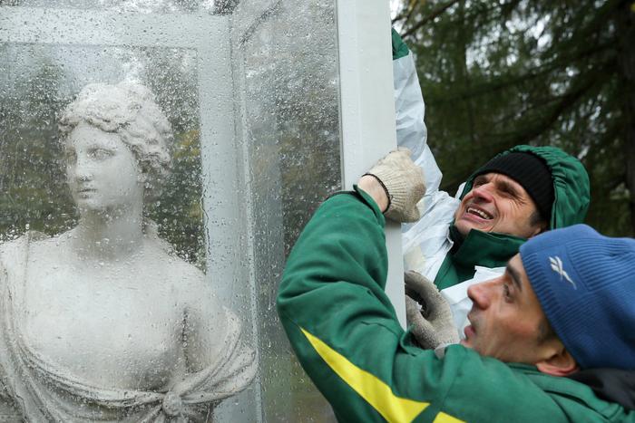 Скульптуры укутали в стекло и отправили на зимовку