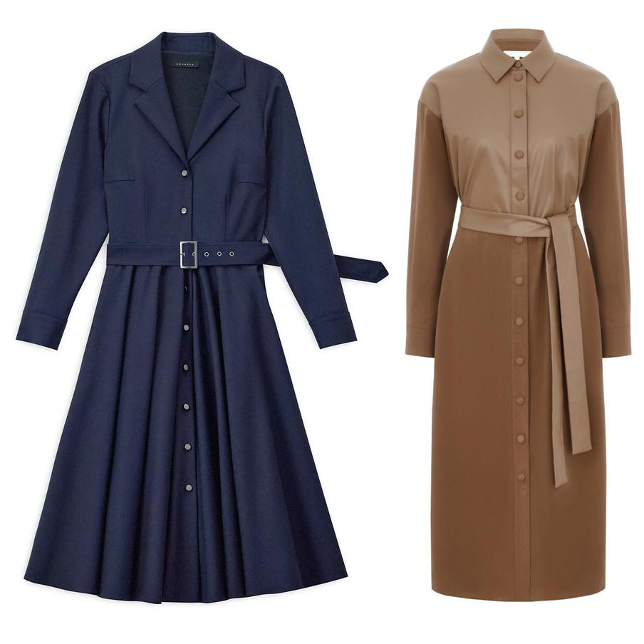 Платье из шерсти Charuel (26 990 руб.) / платье из экокожи Akhmadullina Dreams (14 990 руб.)