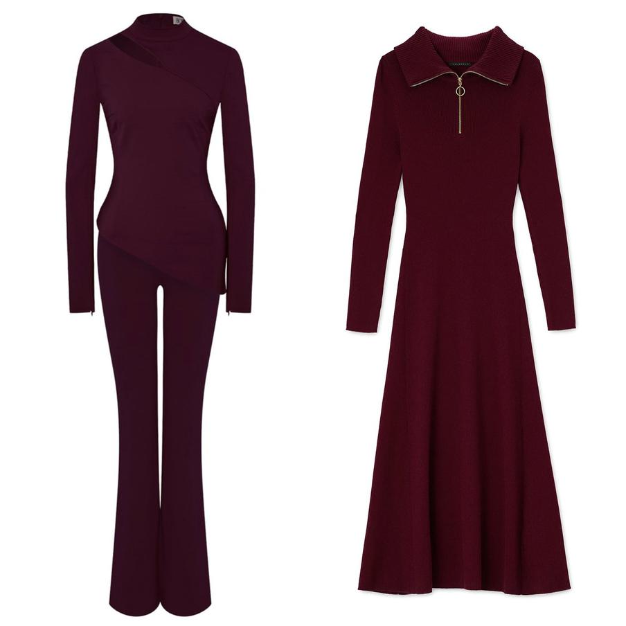 Брючный костюм Bornin_22 (32 000 руб.) / трикотажное платье Charuel (11 990 руб.)