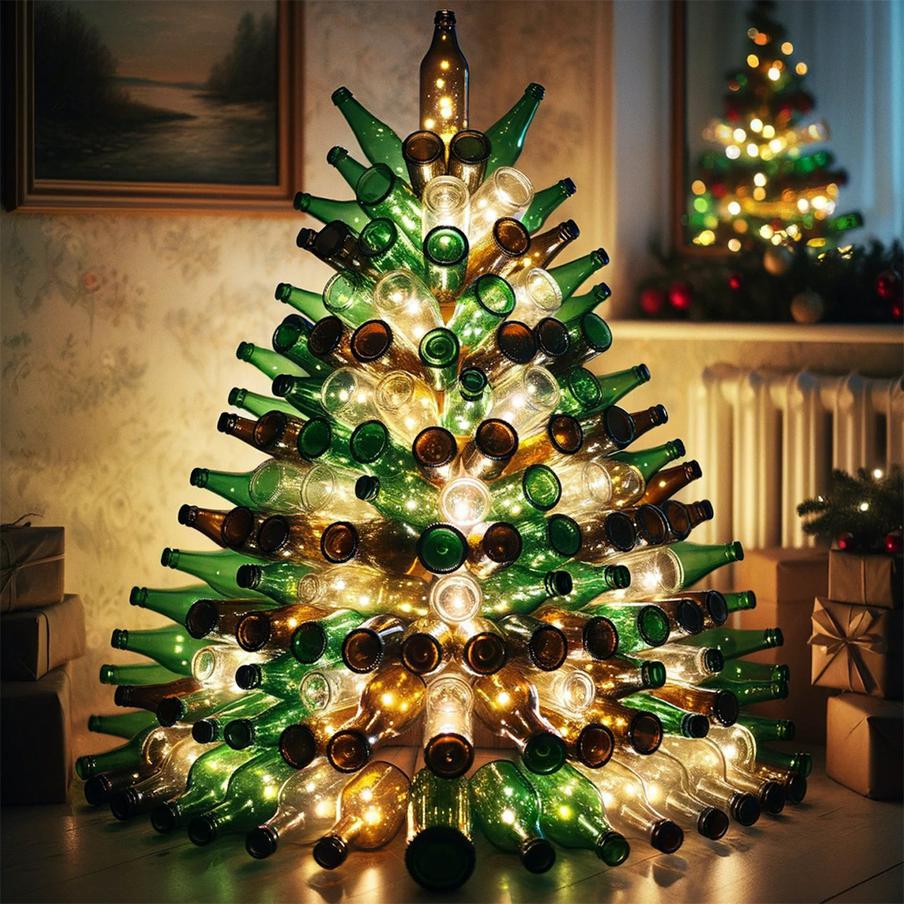 Новогодняя ёлка из бутылок.