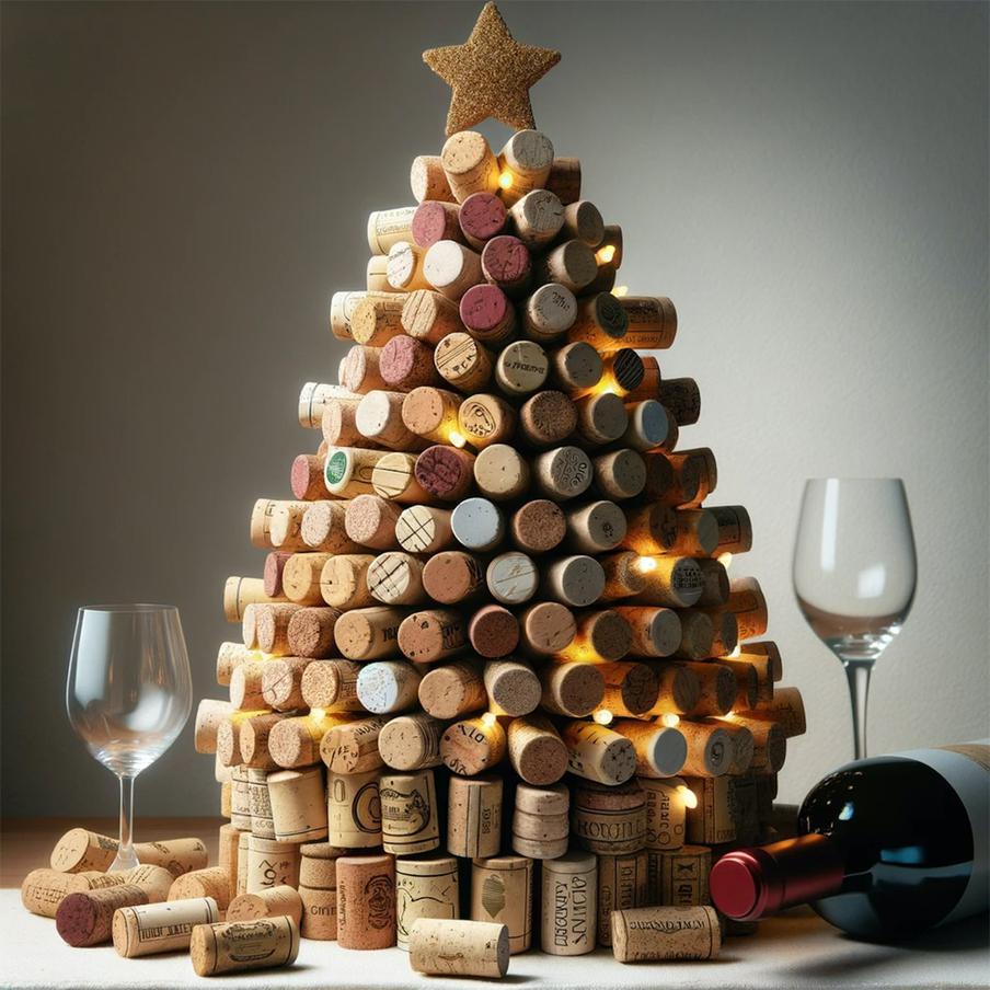 Новогодняя ёлка из пробок.