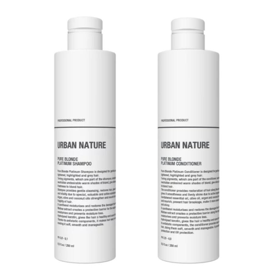 Шампунь и кондиционер URBAN NATURE Pure Blonde Platinum для ухода за осветлёнными и седыми волосами (1440 руб.)
