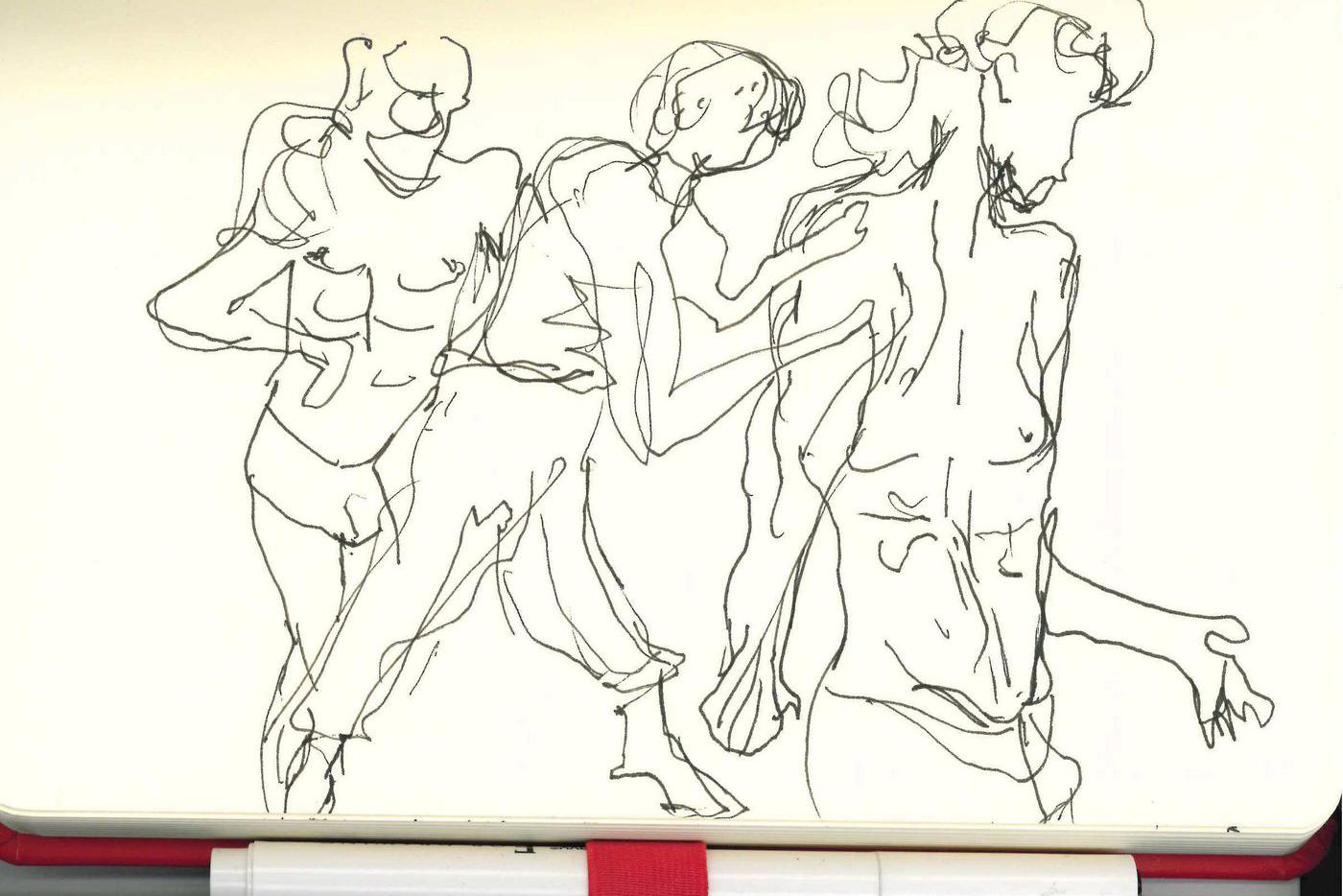 Мои наброски танцующего Якова тоже впечатлили его самого и Лилию.