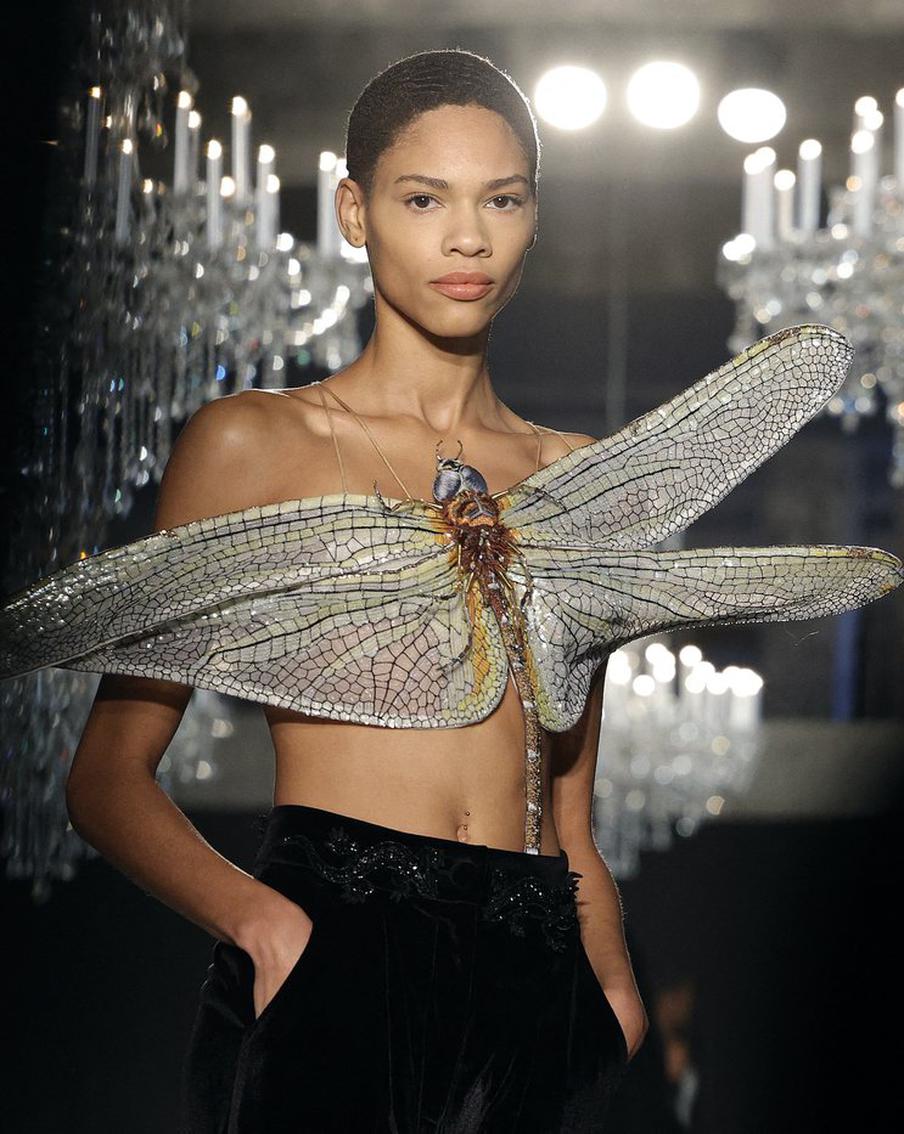 Гигантские стрекозы, маски, руки "в крови": самые необычные показы на неделе высокой моды