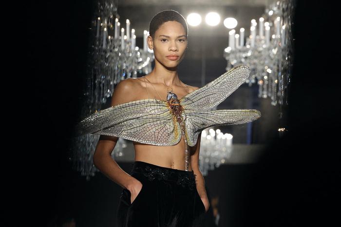 Гигантские стрекозы, маски, руки "в крови": самые необычные показы на неделе высокой моды