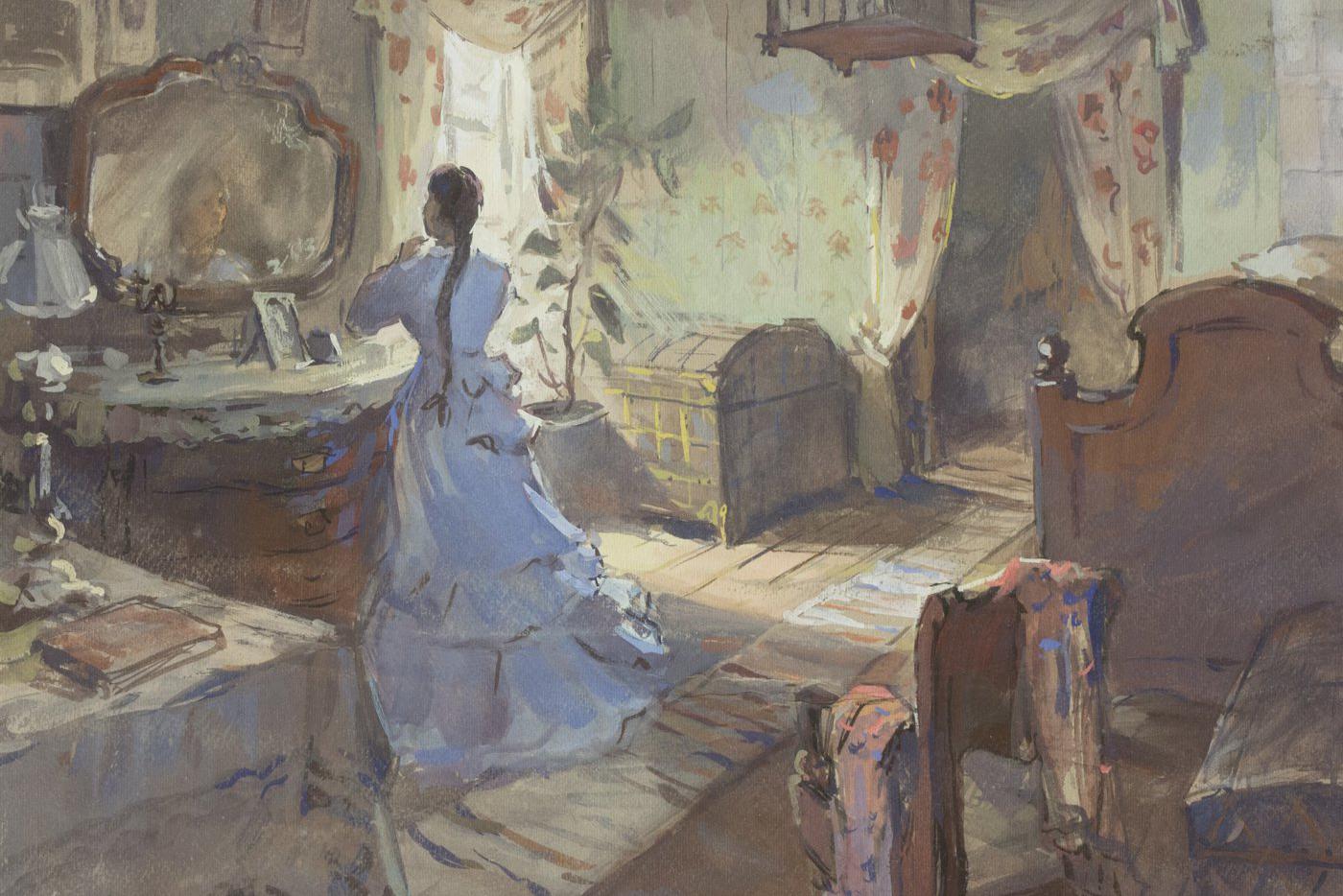 Пётр Пашкевич. Люба, дочь купца Маякина, у зеркала (к/ф "Фома Гордеев", 1959).