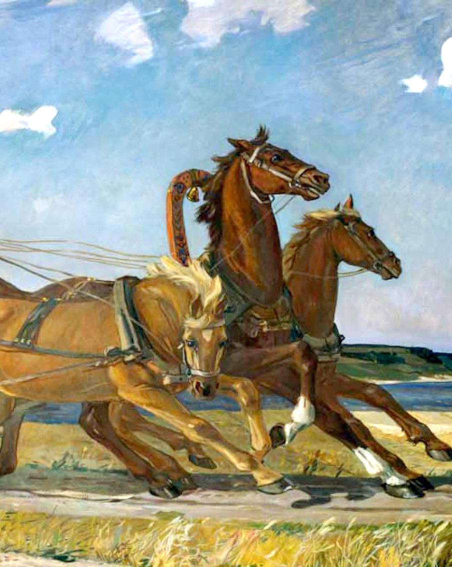 Картина "Тройка" Александра Дейнеки приехала из Курска, чтобы напомнить о вере в светлое будущее