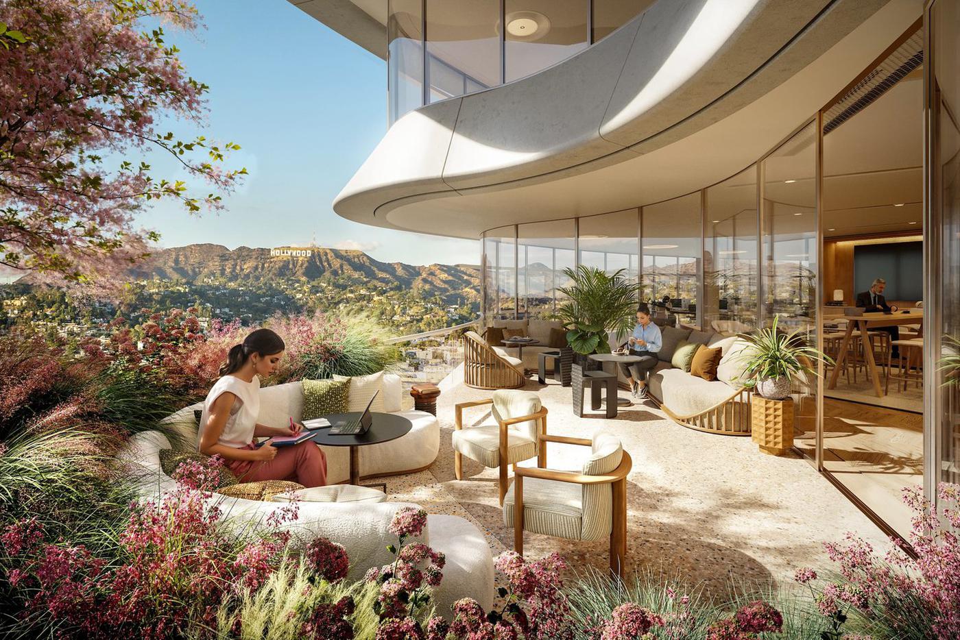 На таких открытых террасах сотрудники будут отдыхать.